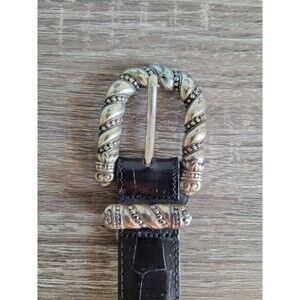 Brighton Belt Croc Black Silver Buckle Vintage 90s